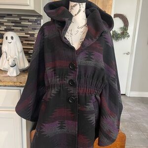 Steve Madden Black and Purple Poncho Jacket